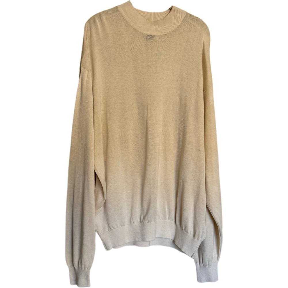 Baracuta Sweater Mens XL Cream Ivory Color Silk Cotton Mock Neck Pullover Knit